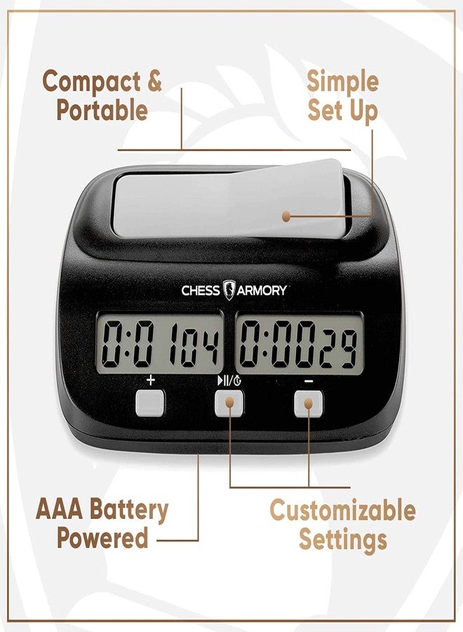 Chess Armory Digital Chess Clock - Portable Timer with Tournament and Bonus Time Features - Image 3